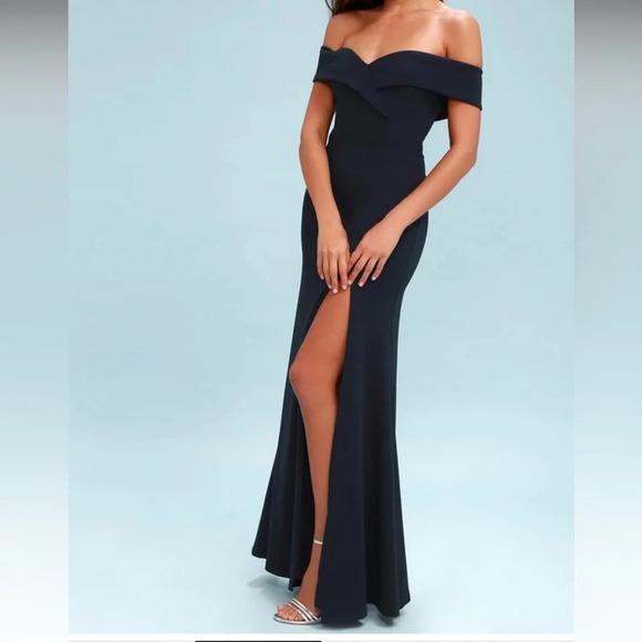 Lulus Song of Love Navy Blue Off The Shoulder Maxi Dress Womens Size X Large - Picture 2 of 14
